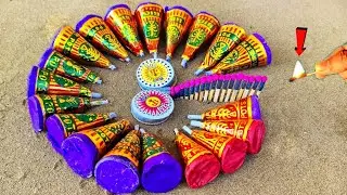 Lot Of Diwali Big Anar Vs Two chakri Vs Red Matchstick Chain Reaction Domino 😱 |