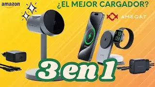 Cargador AMEGAT 3 en 1: Carga Rápida y Compatible con MagSafe para iPhone, AirPods y Apple Watch