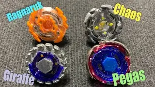 Beyblade Ragnaruk vs Pegas vs Chaos vs Giraffe