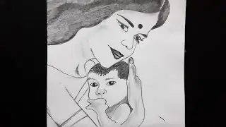 How To Draw A Mother Cuddling Her Child / 5 Minutes Art - Easy Drawing In Quarantine