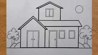 Cara Menggambar Rumah - Menggambar Rumah Tingkat Mudah Untuk Pemula