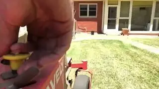 Mowing a large lawn with the Gravely fast time