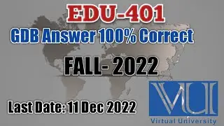 EDU 401 GDB FALL 2022| Gdb Edu 401 Solution Fall 2022| Virtual University| 