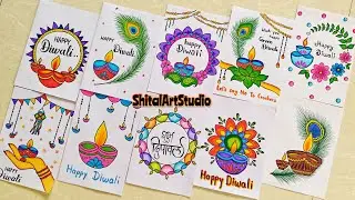20 BEAUTIFUL DIWALI CARDS DRAWING/PROJECT WORK DESIGNS/FILE/FRONT PAGE DESIGN FOR SCHOOL PROJECTS