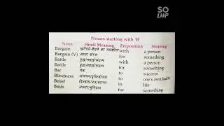 MASTER KEY OF PREPOSITIONS ( Verb Starting with 'B') LUCENT