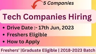 OFF Campus Job | Latest Hiring | 2018 | 2019 | 2020 | 2021 | 2022 | 2023 Batch Hiring | Freshers 23
