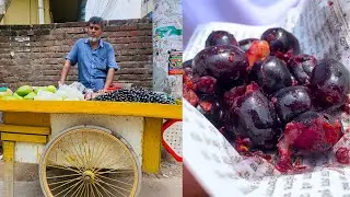 Kalo Jam Makha Mix Recipe😱। Black Plum Eating😛। Bengali Street Food