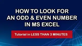 How to look for an ODD and EVEN Number in MS Excel.