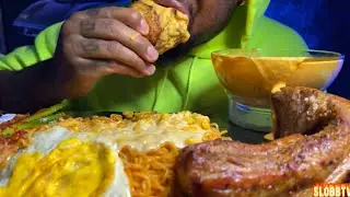 Pork belly corn cheese noodles Mukbang | MESSY BIG BITES