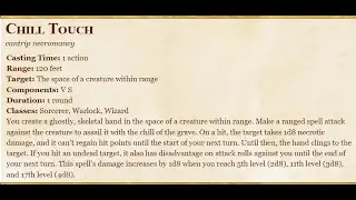 Daar's animated spells: Chill touch