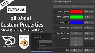 Creating Custom Properties in color, degree, float, and Booleans Value | blender 2.9