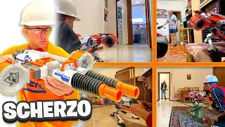 SCHERZO MITRAGLIATRICE alle 3 DI NOTTE in CASA a MIO PAPÀ! *NERF LEGGENDARIO*