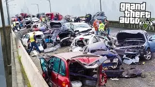 Самая масштабная авария на мосту в гта 5! Разбились машины реальная жизнь обзор модов Gta 5