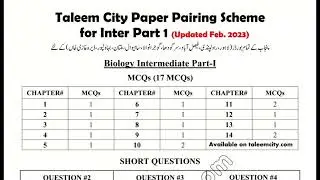 1st year biology paper pairing scheme 2023