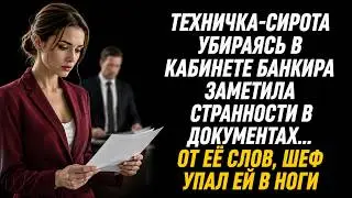 Техничка-сирота убираясь у банкира заметила странности в документах… От ее слов, шеф упал ей в ноги💔