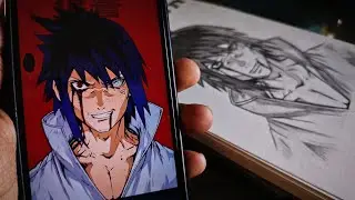 How to draw Anime Sasuke Uchiha - Step by step tutorial - Freehand Drawing 💖