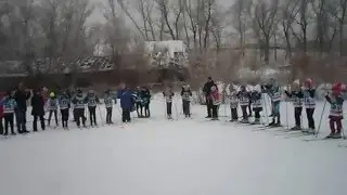 Костанай. Лыжные соревнования. Стартуют девочки младшие.