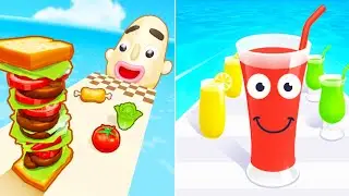 Satisfying Mobile Games All Levels / Sandwich Runner vs Juice Run 3D