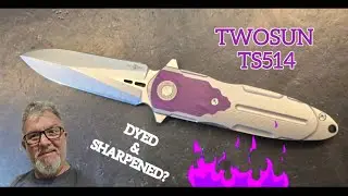 TWOSUN TS514, DOUBLE EDGED & DYED 🟣🗡️ #knifereview #knifedisassembly #twosunknives #twosunts514