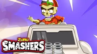 Monster Truck vs Bone Barricade | SMASHERS Full Episodes | Cartoons for Kids | Zuru