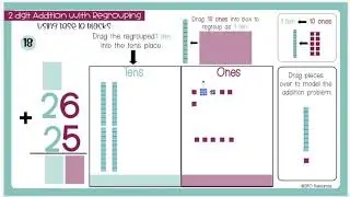 Double Digit Addition with Regrouping Using Base Ten Blocks- Sums up to 100