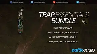 Trap Essentials Bundle (Vols 1-3) (10 Kits, 500+ WAVs, 40+ Serum presets, 100+ MIDIs)