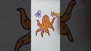 Drawing Octopus 🐙 |coloring for kids & toddlers|lets draw, paint together|beginer draw|
