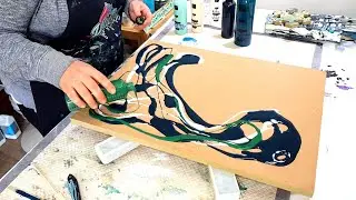Olive Green for the win!? Acrylic paint blowout! ~ Liquid Art