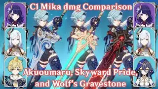 C1 Mika with C0 Eula Akuoumaru/Skyward Pride/Wolf's Gravestone 🎊 | DMG Comparison | Genshin Impact