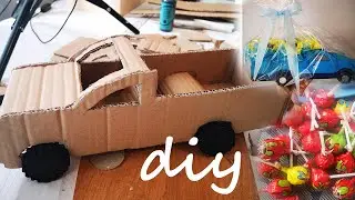 Автомобиль для любимого мужчины))))Машинка из картона с чупа чупс.