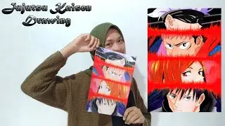Drawing Jujutsu Kaisen Crossover Gojo satoru, Itadori yuji, Kugisaki nobara, Fushiguro megumi 呪術廻戦