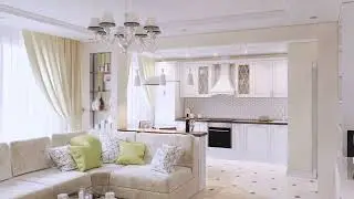 Дизайн кухни. Совмещение рабочей столовой и гостиной зоны.