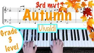 Autumn (Allegro 3rd movement) - The Four Seasons - Vivaldi Piano Tutorial