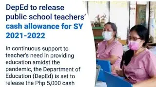 DepEd Teachers to Receive P5,000 Cash Allowance for SY 2021-2022