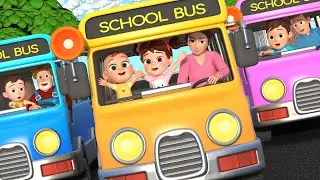 Weels On The Bus | 3 Colored Buses +More Newborn Nursery Rhymes & Kids Songs