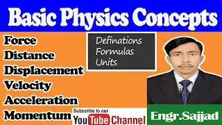 All Basic Physics Concepts| Define Force Acceleration Distance Velocity Displacement Momentum