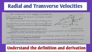 Radial and Transverse velocities and accerlations| Why we resolve vector |For B.A/B.Sc| Video-5