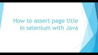 How to assert page title in selenium webdriver | 