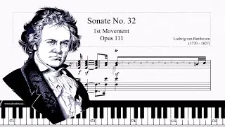 Beethoven Sonate No. 32, 1st Movement Opus 111 - Ludwig van Beethoven (Tutorial Piano, Sheets Score)