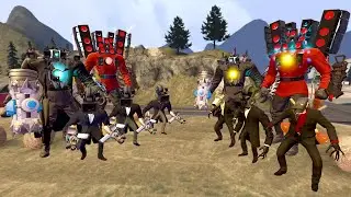 The battle between Titans vs Skibidi and their upgraded versions (Garry's Mod)