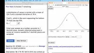 Find a Value Corresponding to an Area Under a Normal Curve Using Stapplet