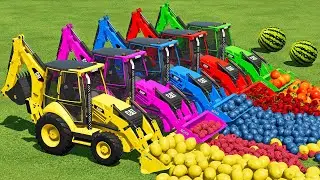 LOAD & TRANSPORT FRUITS WITH POLICE & CAT LOADERS - Farming Simulator 22