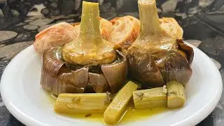 CARCIOFI ALLA ROMANA stuffed artichokes Roman style, soft & tender