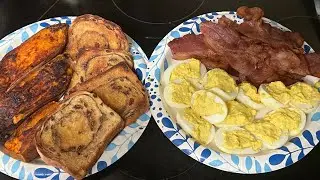 Brunch: Bacon & Eggs with Sweet Potatoes & Cinnamon Toast!