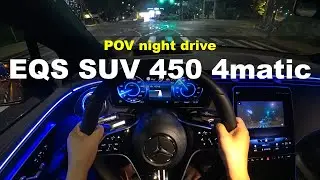2024 Mercedes Benz EQS SUV 450 4matic POV night drive