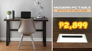 MODERN WOODEN TABLE [120CM] WITH FLIP CABLE COVER  | LAZADIK