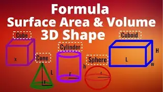 Formula Surface Area 😃😐 and Volume of 3D Shape | Mathematics | Cube | Cuboid | Cylinder | Sphere