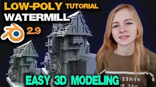 3d modeling a low poly WATERMILL in Blender | 3d modeling a house TUTORIAL in Blender2.9