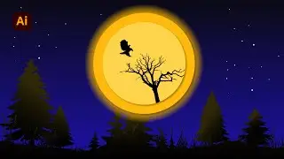 Vector Night scene draw in Adobe Illustrator || Illustration || Adobe Illustrator tutorial || 2024