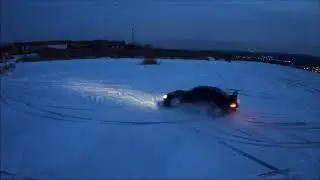 Car doing donuts in the snow at City View Center drone footage with my Breeze 4k